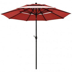 Starwood Rack Home & Garden 10ft 3 Tier Patio Umbrella Aluminum Sunshade Shelter Double Vented without Base-Burgundy